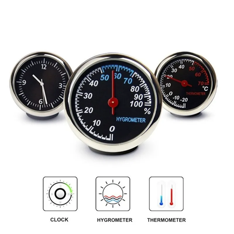 

NEW Car Quartz Clock Thermometer Hygrometer Auto Interior Decoration Ornament DROP SHIPPING OK