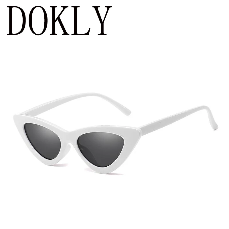 

DOKLY Cute Sexy Retro Cateye white sunglasses women small triangle vintage sun glasses UV400