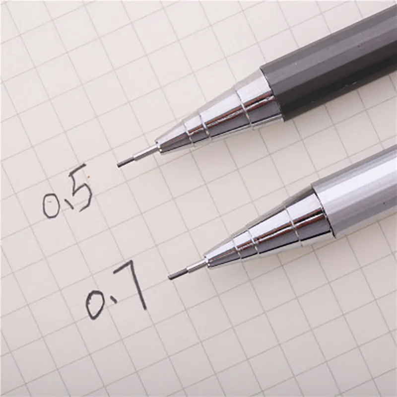 

0.5/ 0.7mm Automatic Drafting Pencil Metallic Black Sliver Barrel Mechanical Pencil school office supplies stationery for school