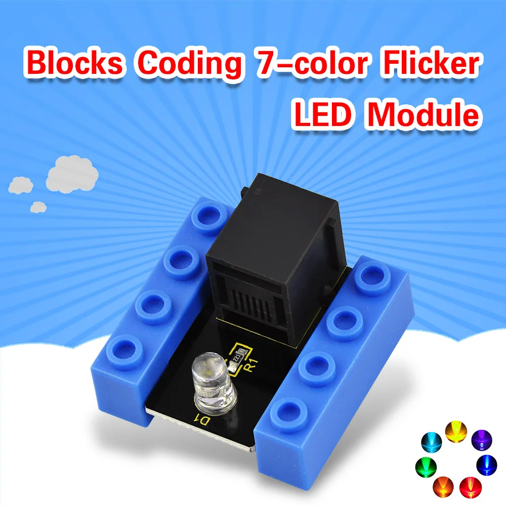 

kidsbits Blocks Coding 7-color Flicker LED Module for Arduino STEAM EDU (Black and Eco-friendly)