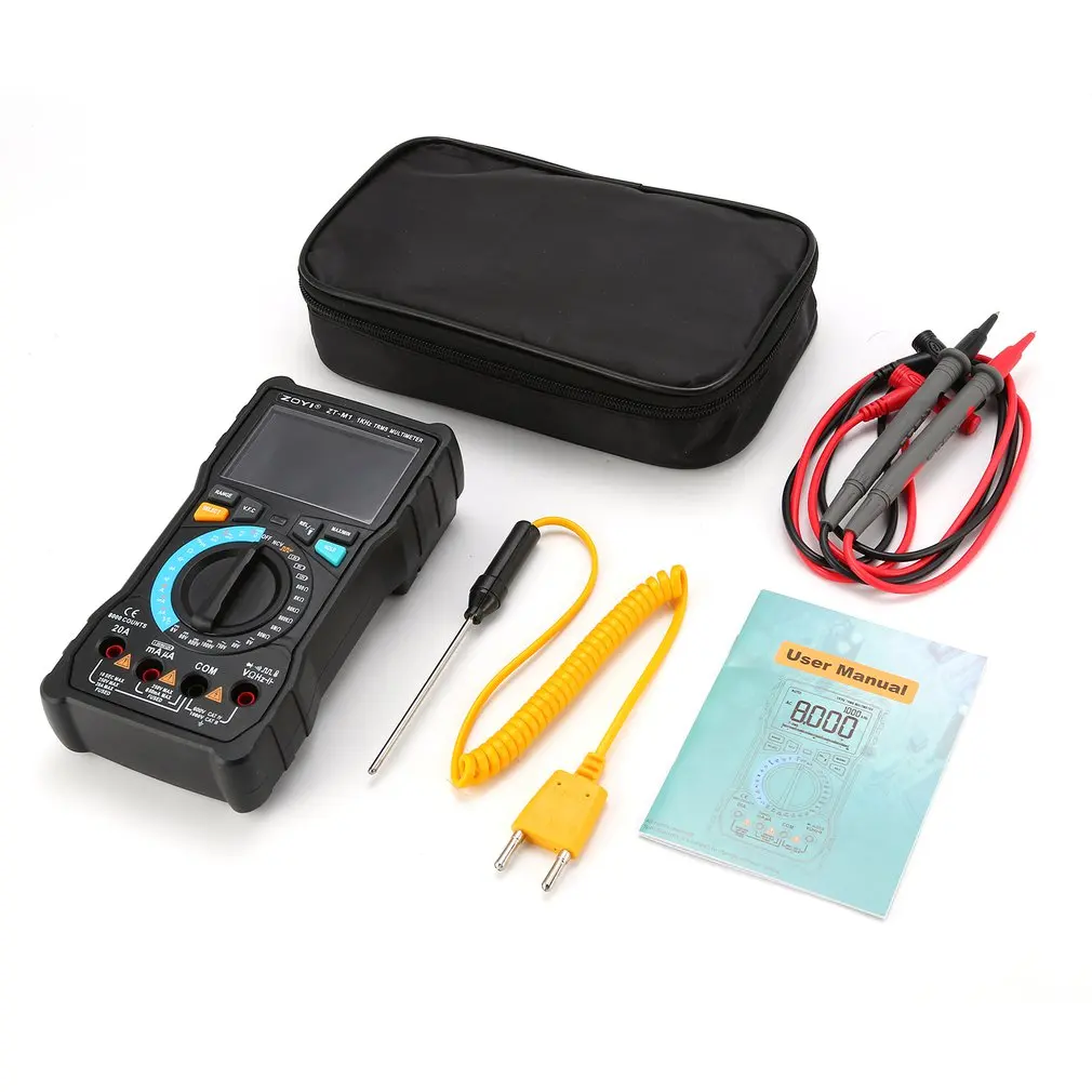 

ZOYI ZT-M1 NCV Digital LCD Multimeter AC/DC Voltmeter Ammeter Auto/manual Range Diode Resistence Frequency Temp Tester