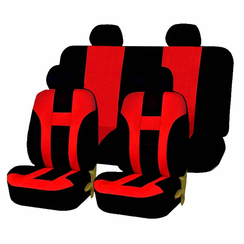 Чехлы для автомобильных сидений, набор, универсальные, подходят для большинства автомобилей, чехлы с шиномонтажной дорожкой, Стильный чехол для автомобильных сидений - Название цвета: RD-9pcs