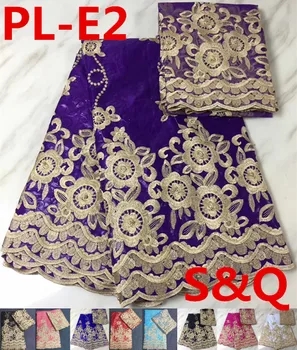 

High quality nigerian lace fabrics 5yards+2yards african bazin riche getzner fabric african lace fabric for wedding dress PL-E2