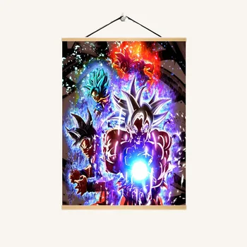 

Anime Dragon Ball Super Saiyan Poster Wall Decor Solid Wood Hanging Scroll Painting On Canvas Print Goku And Vegeta Art Picture