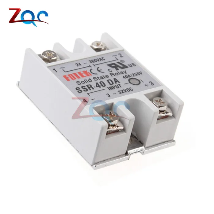 

24V-380V 40A 250V SSR-40DA Solid State Relay Module 3-32V DC To AC SSR 40DA
