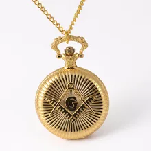 G слово подарок гладкие кварцевые карманные часы Полное золото Мужская Женская мода Ретро благословение рука ветер двойной Охотник