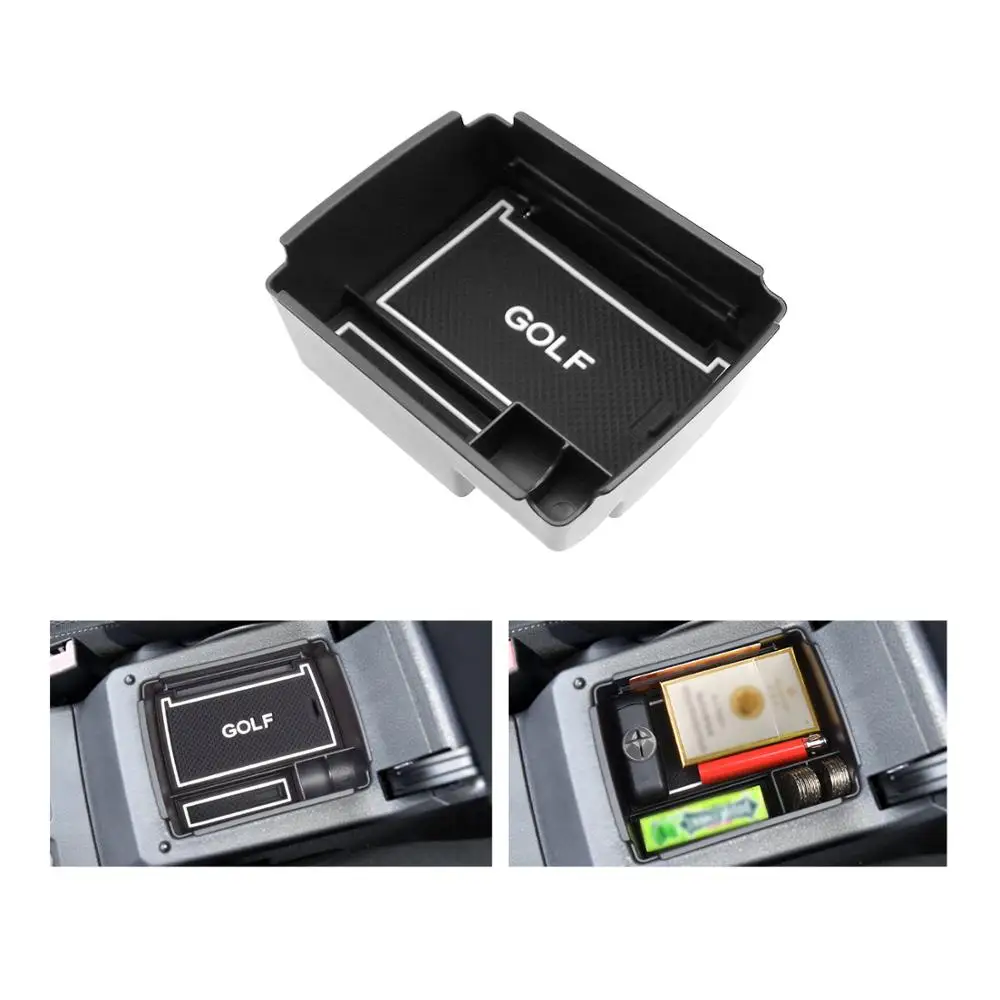 RUIYA rubber non-slip mat console center storage box for VW Volkswagen Golf 7 R GTD GTI GTE internal center armrest storage box RUIYA rubber non-slip mat console center storage box for VW Volkswagen Golf 7 R GTD GTI GTE internal center armrest storage box