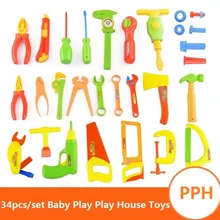 34 шт./компл. ребенка раннего обучения и образования детей Игрушечные лошадки Детские Инструменты для ремонта игрушка Ролевые игры играть дома Игрушечные лошадки 038