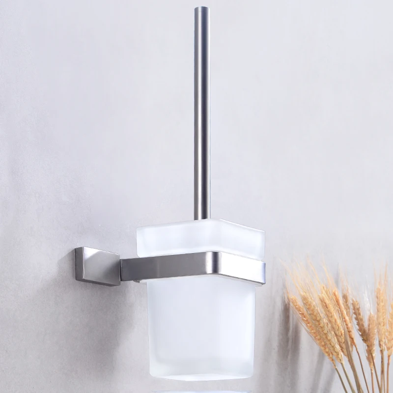 Wall Mounted Toilet Brush Holder Set Stainless Steel Glass Cup Holder Creative Bathroom Hardware Cleaning Brush Holder Rack Wall Mounted Toilet Brush Holder Set Stainless Steel Glass Cup Holder Creative Bathroom Hardware Cleaning Brush Holder Rack