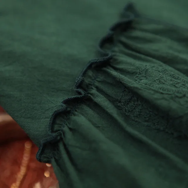 Marque Printemps Style Femmes Dark Irrégulière National Longue Mode Broderie De 2019 Jupe Robe Vêtements Célèbre Green Nouveau 5FnYqwA