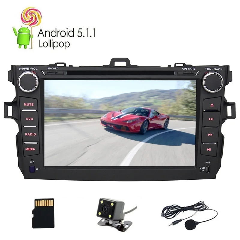 4 ядра 2 DIN Android 5.1.1 автомобильный DVD GPS Navi для Toyota Corolla 2008-2011 автомобилей Радио 1024*600 HD