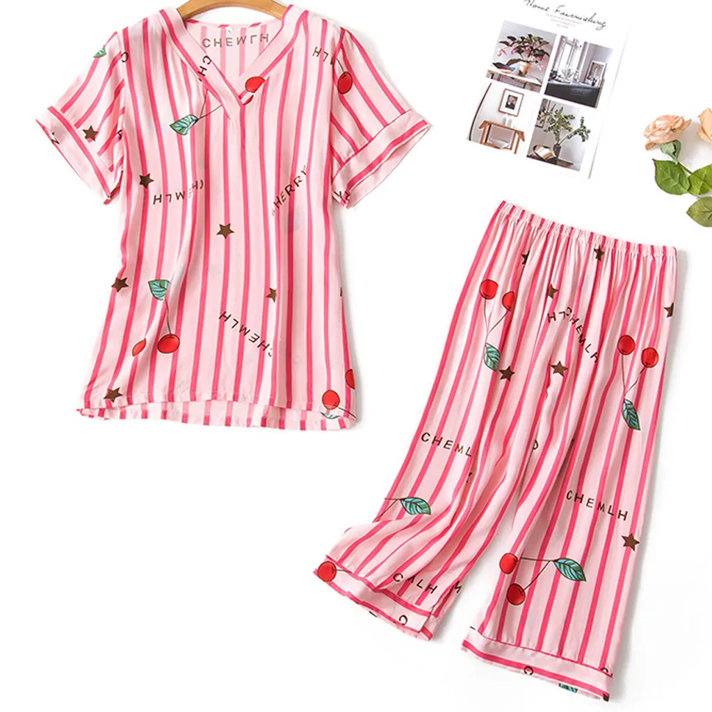 Женские модные пижамы с принтом, одежда для сна, одежда для сна, комплект из 2 предметов, одежда для сна, новая летняя забавная Милая одежда