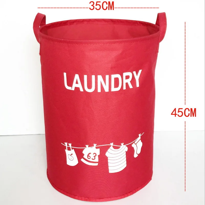 35x45 см цветная печать, складная корзина для белья, мультяшный бочонок для хранения, стоящее ведро для хранения игрушек и одежды для грязной одежды - Цвет: red