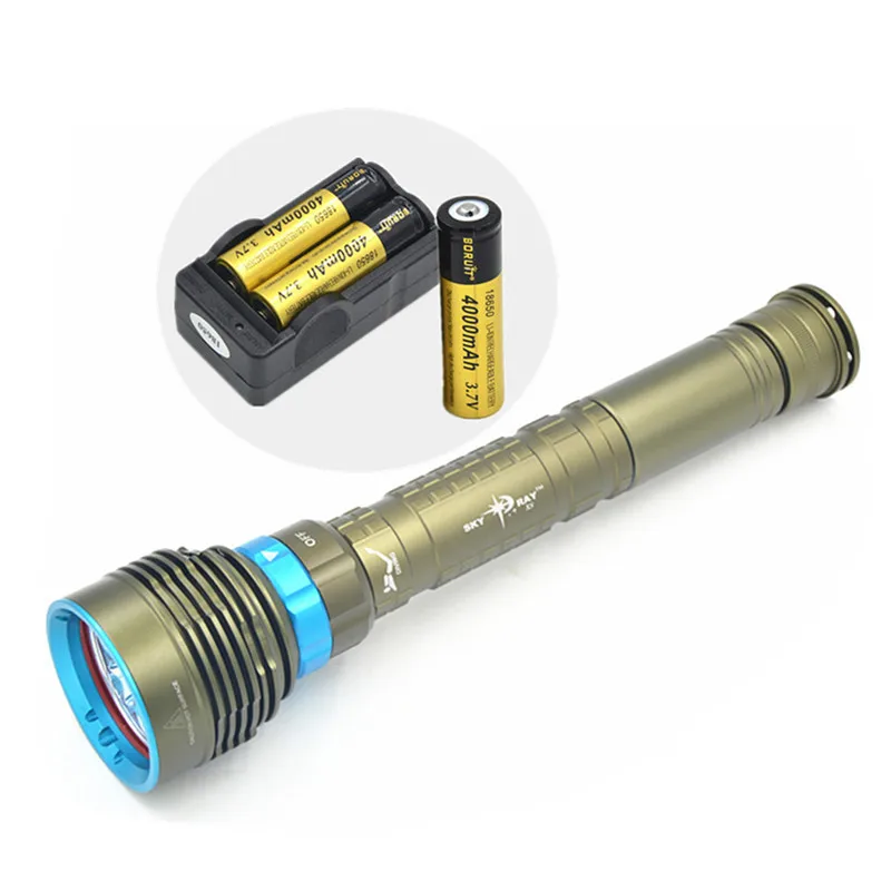 

Scuba Diving 200M 14000Lm 7x XM-L2 LED Flashlight Torch Light For Diving + 3x 18650 Battery + Charger