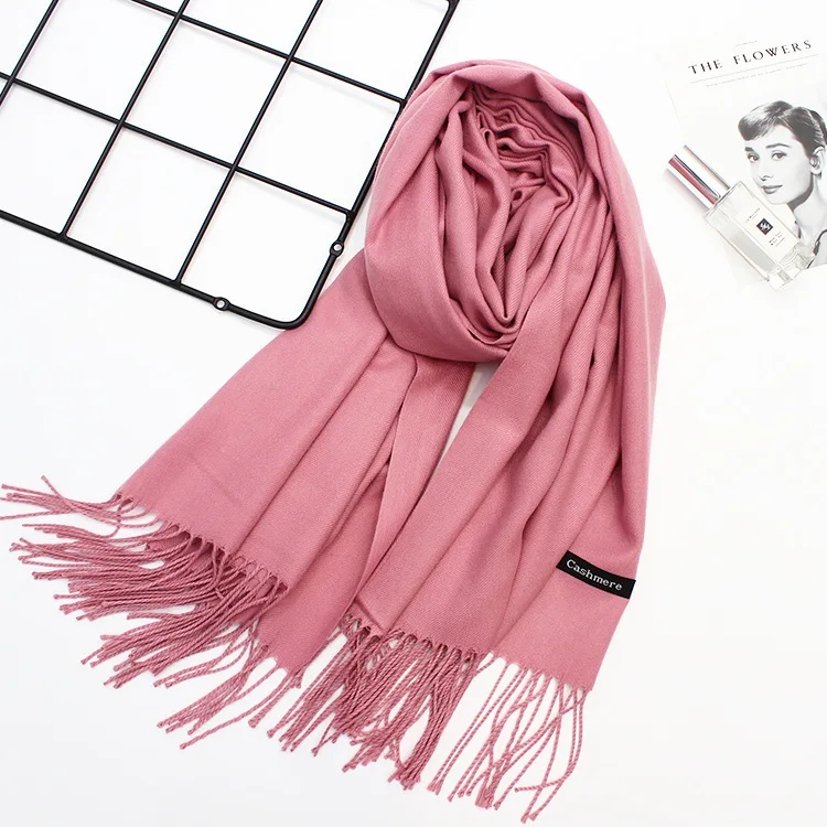 Горячая Распродажа, Брендовые женские зимние шарфы, шали, кашемировый шарф, женский шарф из пашмины, сплошной длинный размер, мягкая бандана, женский платок - Цвет: pink 3