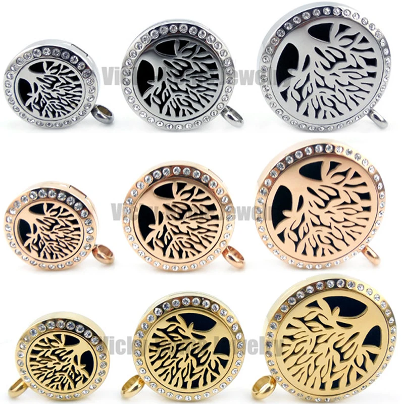 

With chain gift of Life with Crystals (20mm-30mm) Stainless Steel Aromatherapy / Essential Oils Heart Diffuser Locket Necklace