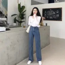 Новые осенние джинсовые штаны для модных девочек, хлопковые джинсы с высокой талией для высоких леди, винтажные потертые