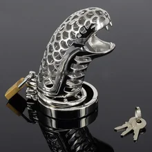 Snake Shape Male Stainless Steel Chastity Belt Lock Device Metal Cock Chastity Cage Penis Ring Sex Toys For Adult stainless steel metal heavy pendant rings chastity locks chastity belt alternative toys adult products