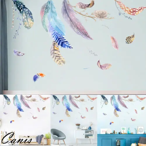 

Home Falling Colored Feathers Wall Sticker Mural Art Wall Decorative Decoration Bedroom Feather Wall Sticker