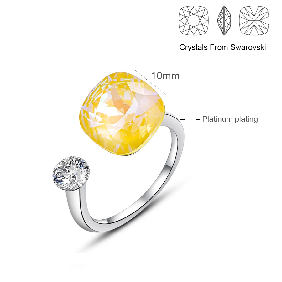 Женские открытые кольца с кристаллами SWAROVSKI элегантное кольцо для свадебной
