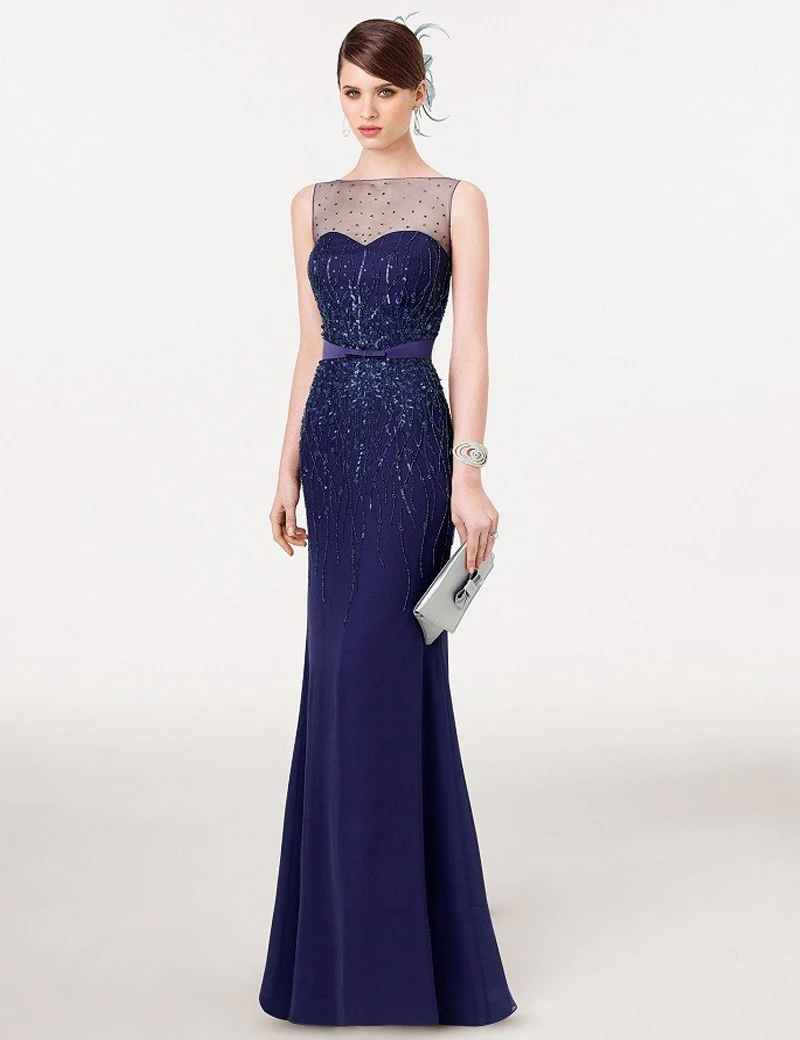 Sheer Boat Neck Dresses Party Evening Elegant Prom Dresses Sheath Satin