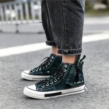 2019 The New zipper design high canvas shoes Men's shoes high top black lace up vintage cheap canvas boots round toe ankle 5 2019 The New zipper design high canvas shoes Men's shoes high top black lace up vintage cheap canvas boots round toe ankle 5