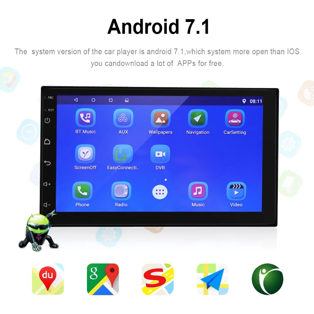 Автомагнитола 2 Din Android 7 1 стерео мультимедийный плеер GPS навигация Wi Fi Bluetooth USB