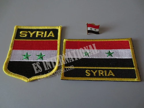 Нашивки с вышивкой национального флага и Металлический Нагрудный значок с флагом - Цвет: Set of 3 ones