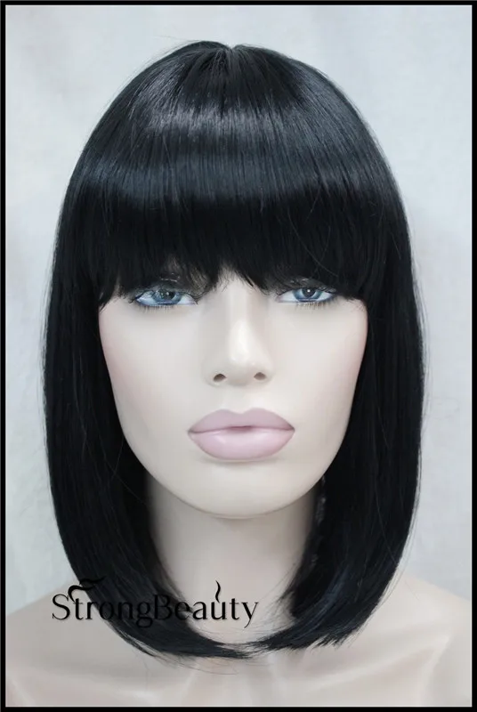 Women Perruque Black BOB Wigs Synthetic Short Straight Black Wigs High