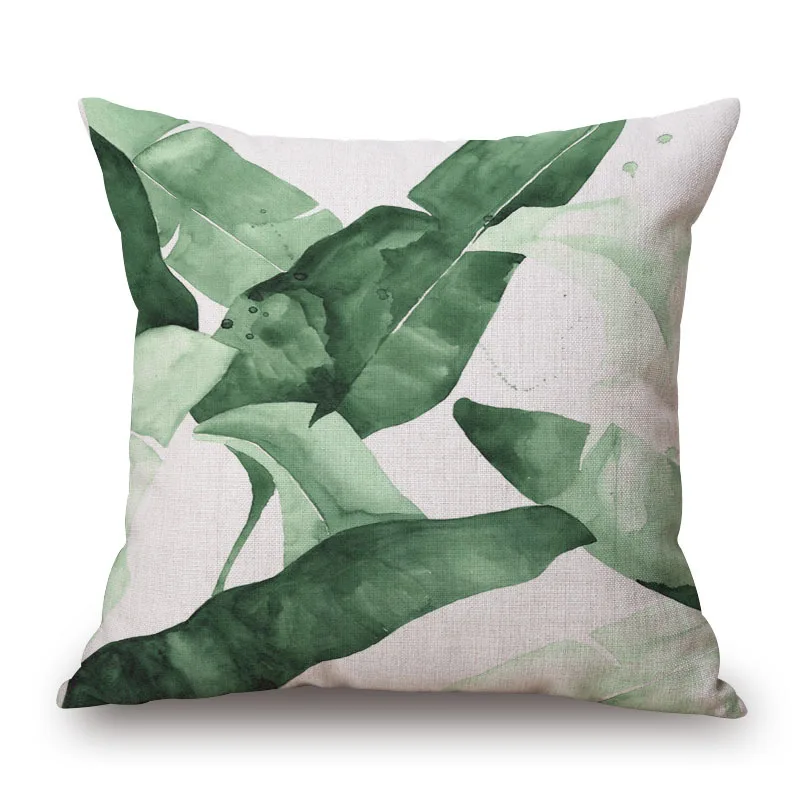 High quality summer cool 45x45cm pillowcase tropical plants beautiful pillowcase Green hand