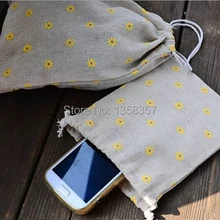 100 шт./лот джута/лен drawstring подарочные пакеты для косметики/ванильный/телефон упаковке, размер быть настроены, различные цвета