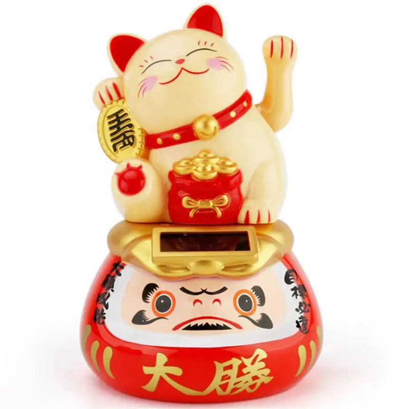 На солнечных батареях Maneki Neko восхитительный счастливый развевающийся манящий удача Кот Добро пожаловать кошка ремесло художественное украшение - Цвет: Yellow