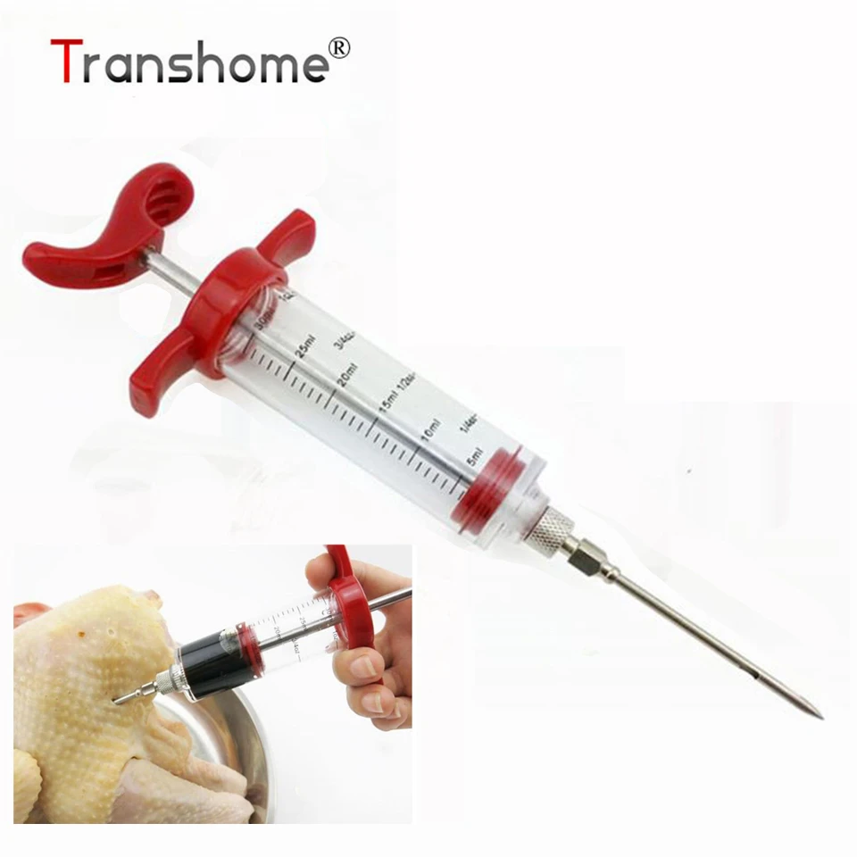 

Transhome Needles Spice Syringe Stainless Steel Meat Flavor Injector Meat Marinade Injector Cooking Meat Poultry BBQ Tools 2019