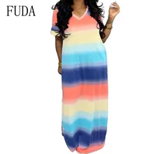 FUDA Summer Striped Bohemian Beach Long Dress Women Scoop Neck Sleeveless Bandage Maxi Dress High Waist Tie Up Party Vestidos army green scoop neck cold shoulder tie up at back tee