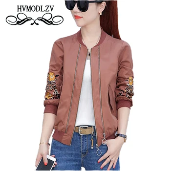 

HVMODLZV Bomber Woman Jacket Long Sleeve Embroidery Large size Thin Jacket Woman 2017 New High quality Office Women Coat lj376