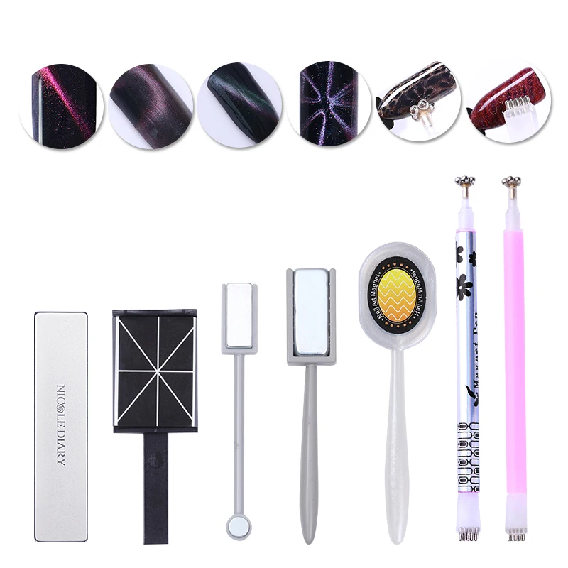 

NICOLE DIARY Dual-ended Cat Eye Magnetic Stick Flower Strip for UV Gel 3D Effect Strong Magnet Board Manicure DIY Nail Art Tool