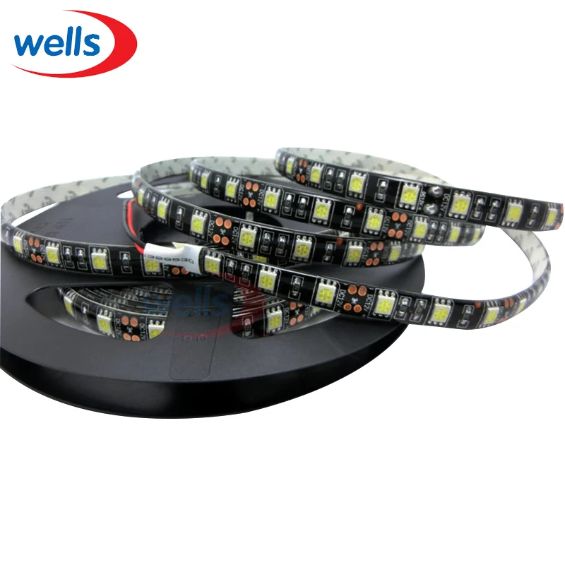 

5M 300 RGB 5050 SMD Flexible LED Strip Light 60 LEDs/M led strip 5050 waterproof Black PCB 12V