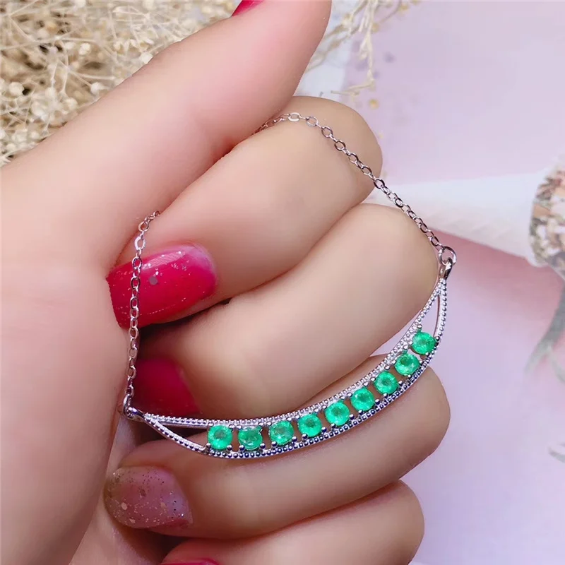 PROCOGEM Роскошный фантазии натуральный изумрудные ожерелья для Для женщин 3x3 мм более реальные зеленый драгоценные камни высококачественные ювелирные изделия 925 пробы серебро#572