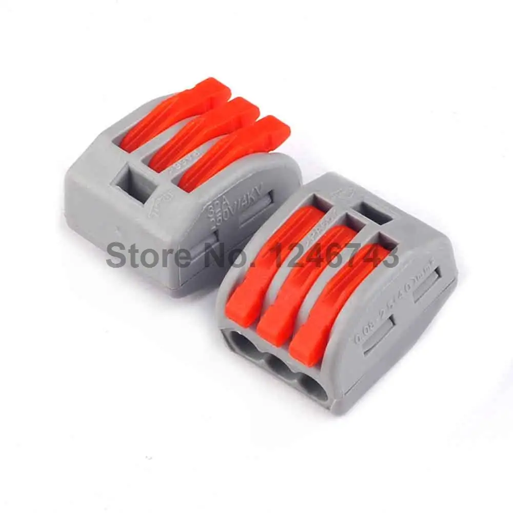 

10PCS PCT-213 3 Pin Universal Compact Wire Wiring Connector Conductor Terminal Block With Lever