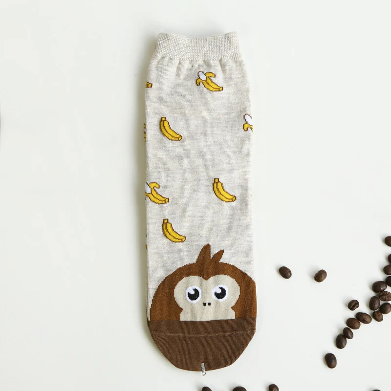 COCOTEKK дизайн милые хлопковые жаккардовые носки с фруктами для женщин Милое животное, кошка отпечаток ноги собака носки зимние женские носки
