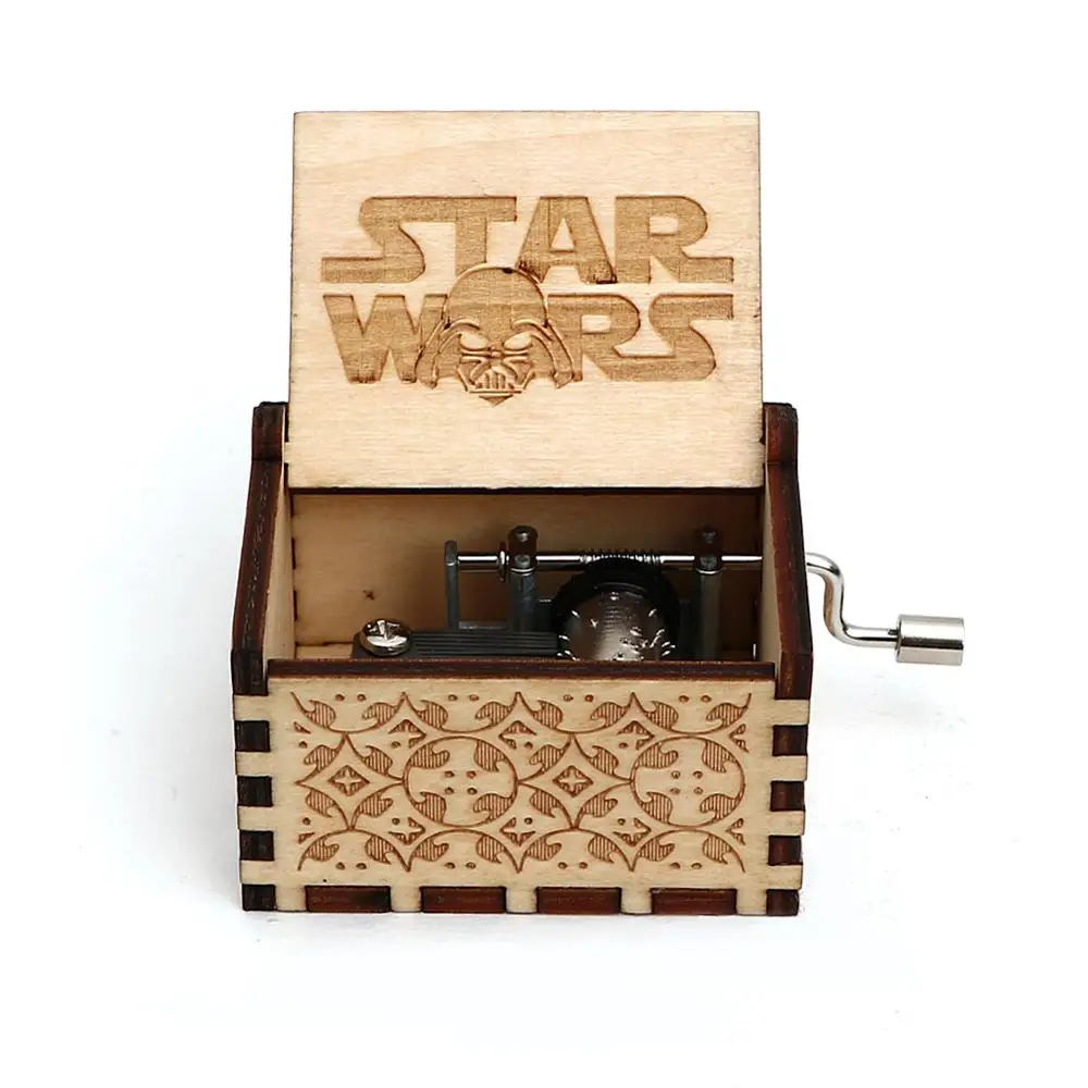 

Wooden Carved Musical Box Hand Cranked Star wars Music Box Graduation Gift Christmas Gift Caja Musical Madera