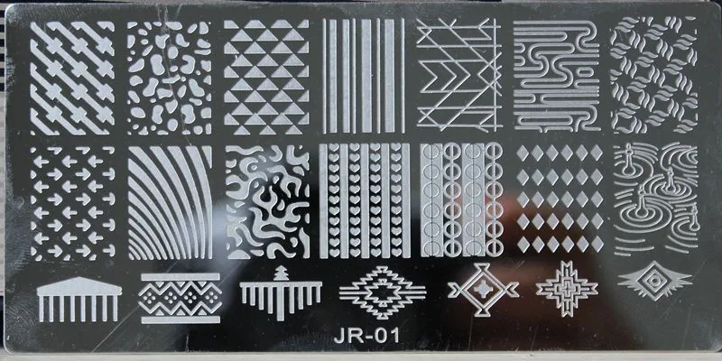 12*6 см JR ногтей штамповки пластины 30 дизайнерские украшения Штамп Konad штампы маникюрные шаблон Геометрическая тема(JR1-30