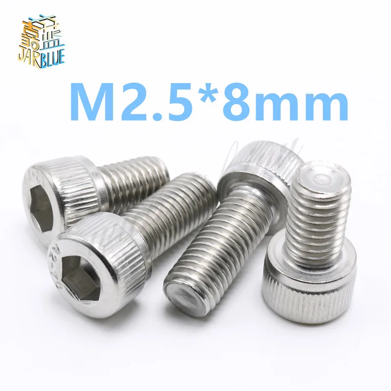 20 шт. M2.5 * 8 мм 304 Нержавеющая сталь с шестигранной головкой Шурупы болт Кубок