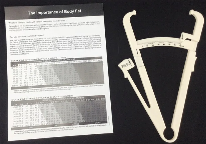 300 шт./лот жировой суппорт кожи калипер для складки жира тестер