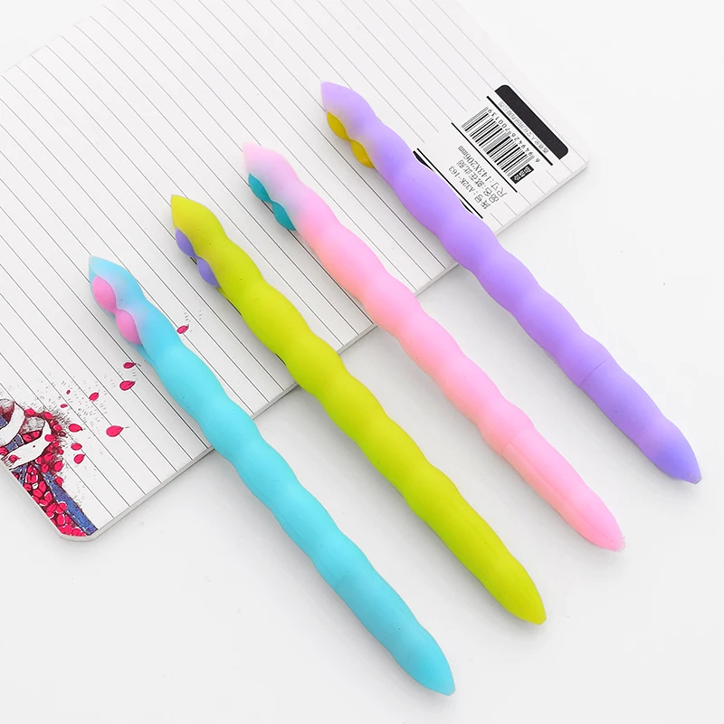 10 Pcs/lot Creative cartoon silica pea gel pen 0.5mm black ink novelty color Korean cute student gifts office School stationery white black led neon silica gel soft lamp tube ip67 waterproof for ws2812b sk6812 ws2811 5050 rgb flexible strip light outdoor