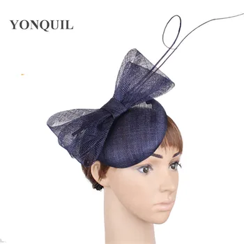 

Sinamay fascinator party headwear accessories hat base with ostrich quill strip joker bridal cocktail hat wedding hairclips