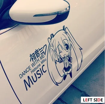 

LEFT SIDE New listing Hatsune Miku Q Version of The Character stickers Cartoon Anime Fashion Waterproof Sunscreen Car Stickers