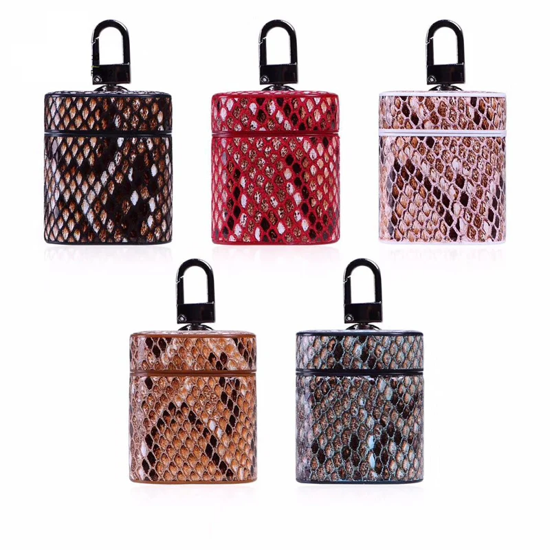 

Case For Apple Airpods Accessories Crocodile Snake Pattern PU Leather Wireless Charger Protective Cover Case for Apple Air Pods