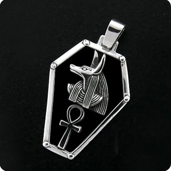 Egyptian Silver Jewelry God Anubis Ankh Shield Pendant4