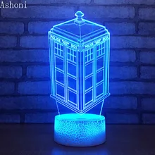 Doctor Who Tardis Police Box 3D Colorful Table Lamp 7 Color Changing Acrylic Night Light USB Decorative Christmas Gifts for Kids